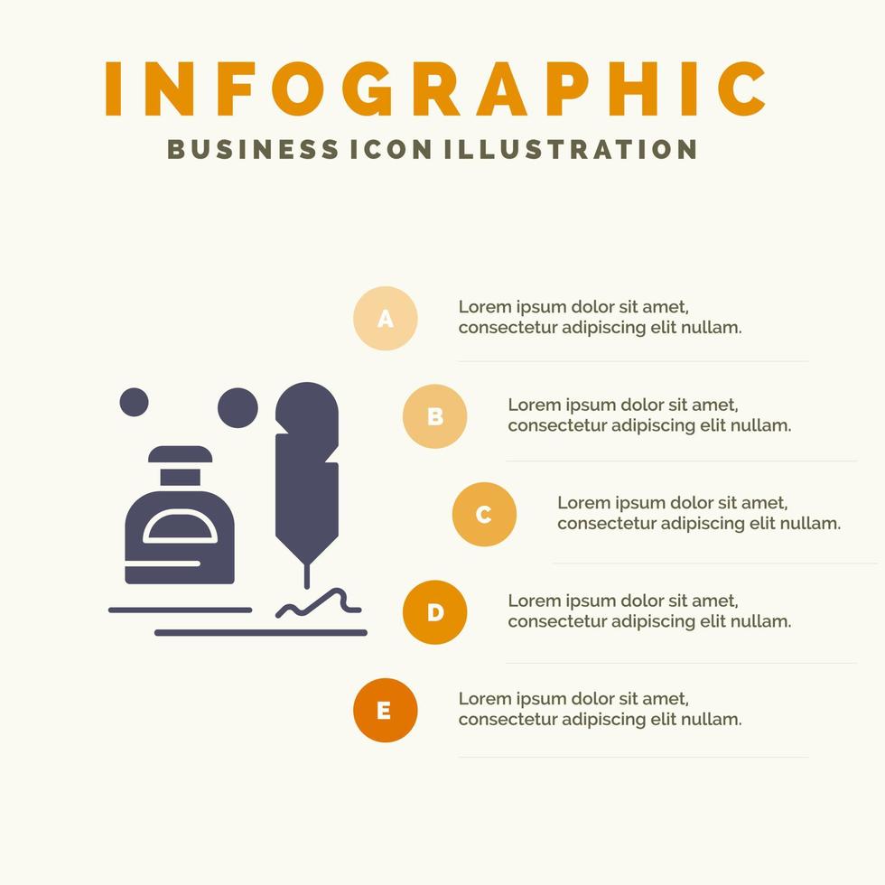 bläck erite päls brev kontor fast ikon infographics 5 steg presentation bakgrund vektor
