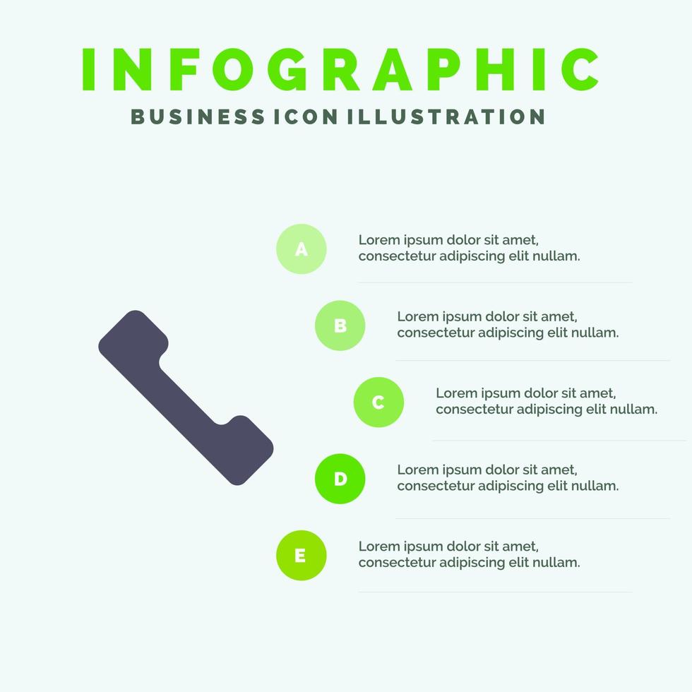 Telefonanruf mobile solide Symbol Infografiken 5 Schritte Präsentationshintergrund vektor