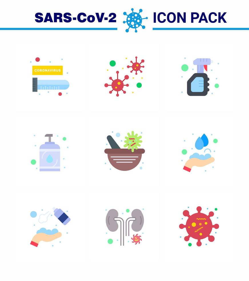 covid19 skydd coronavirus hängande 9 platt Färg ikon uppsättning sådan som desinfektionsmedel sjukdom virus virus flaska viral coronavirus 2019 nov sjukdom vektor design element