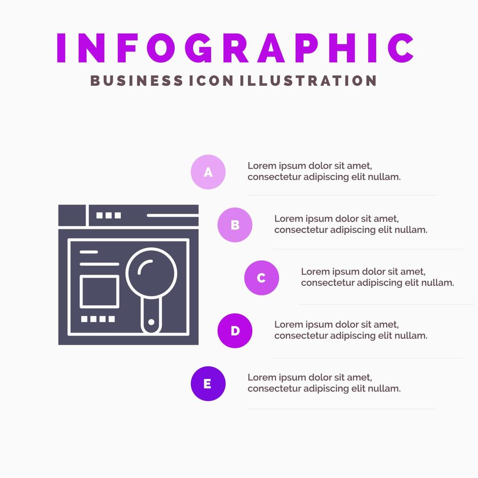 browser websuche bildung infografiken präsentationsvorlage 5 schritte präsentation vektor