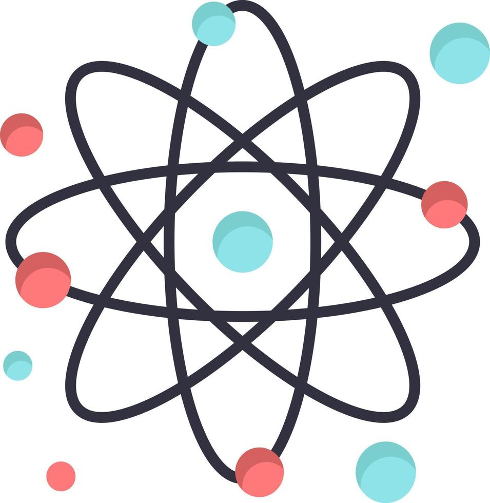 atom partikel molekyl fysik platt Färg ikon vektor ikon baner mall