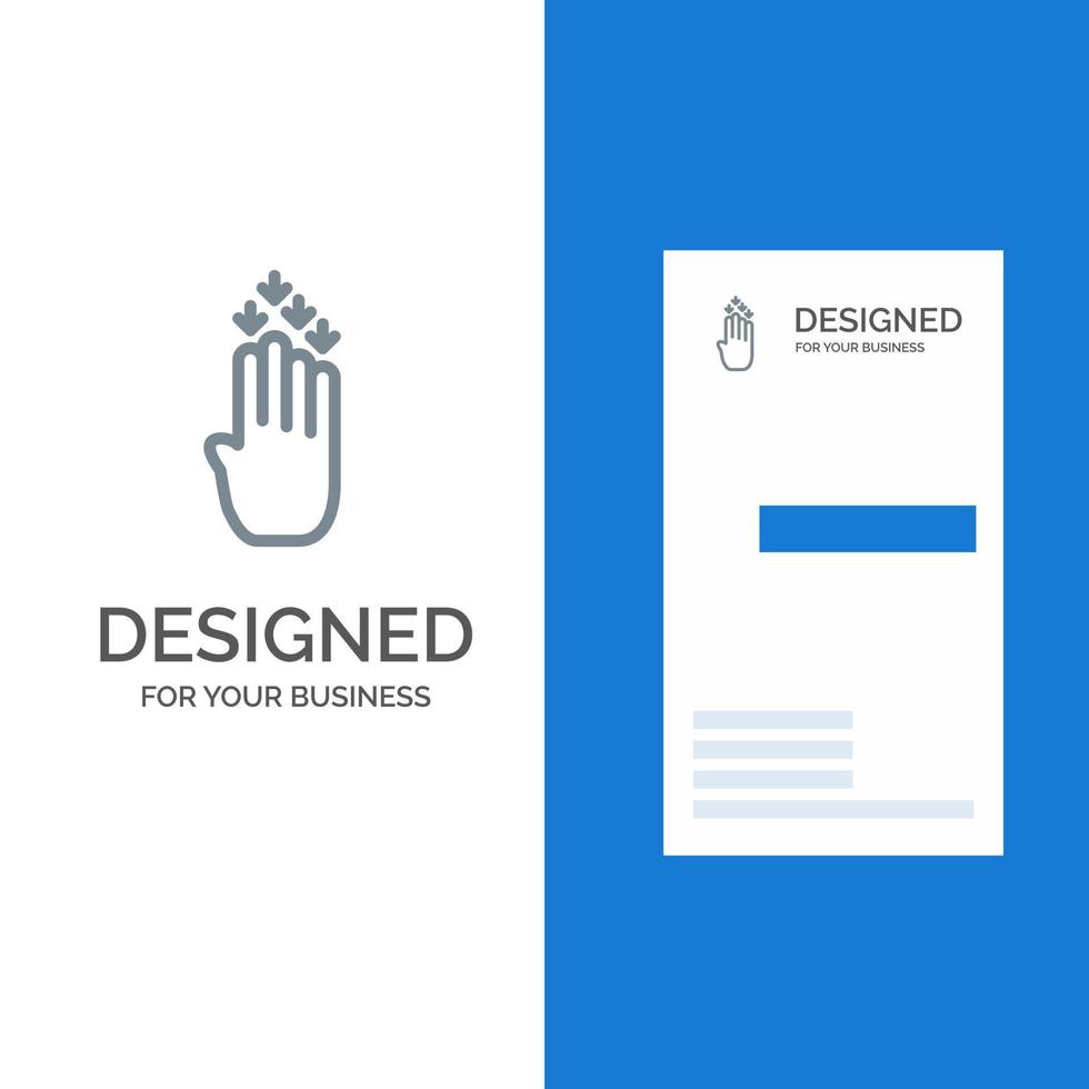 finger fyra gest ner grå logotyp design och företag kort mall vektor