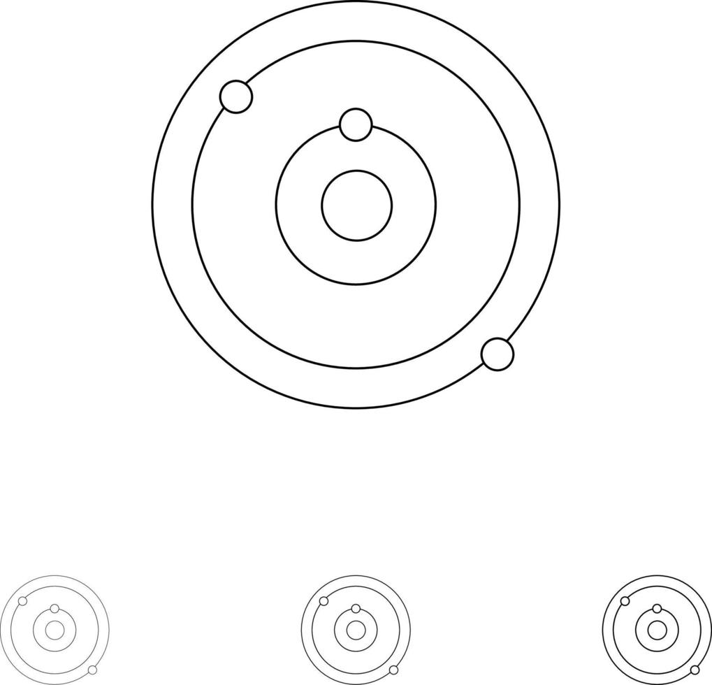 astronomie planet bildung lernen fette und dünne schwarze linie symbolsatz vektor