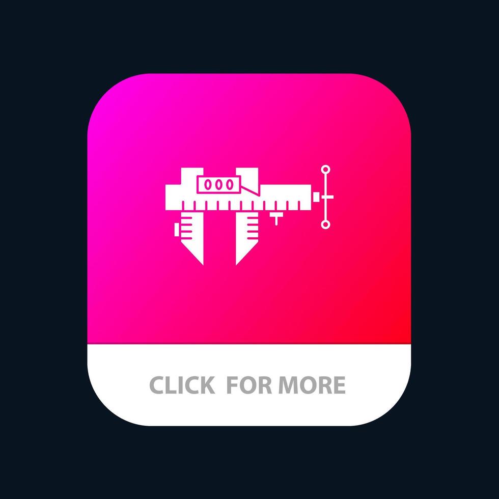 skjutmått mäta mikrometer reparera skala mobil app knapp android och ios glyf version vektor