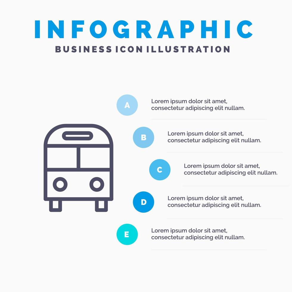 Autobus liefert logistische Transportlinie Symbol mit 5 Schritten Präsentation Infografiken Hintergrund vektor