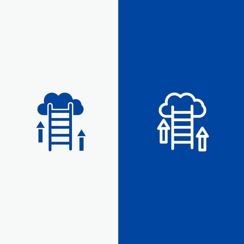 Cloud-Download-Upload-Datenserver Linie und Glyphe solides Symbol blaues Banner Linie und Glyphe solides Symbol blaues Banner vektor