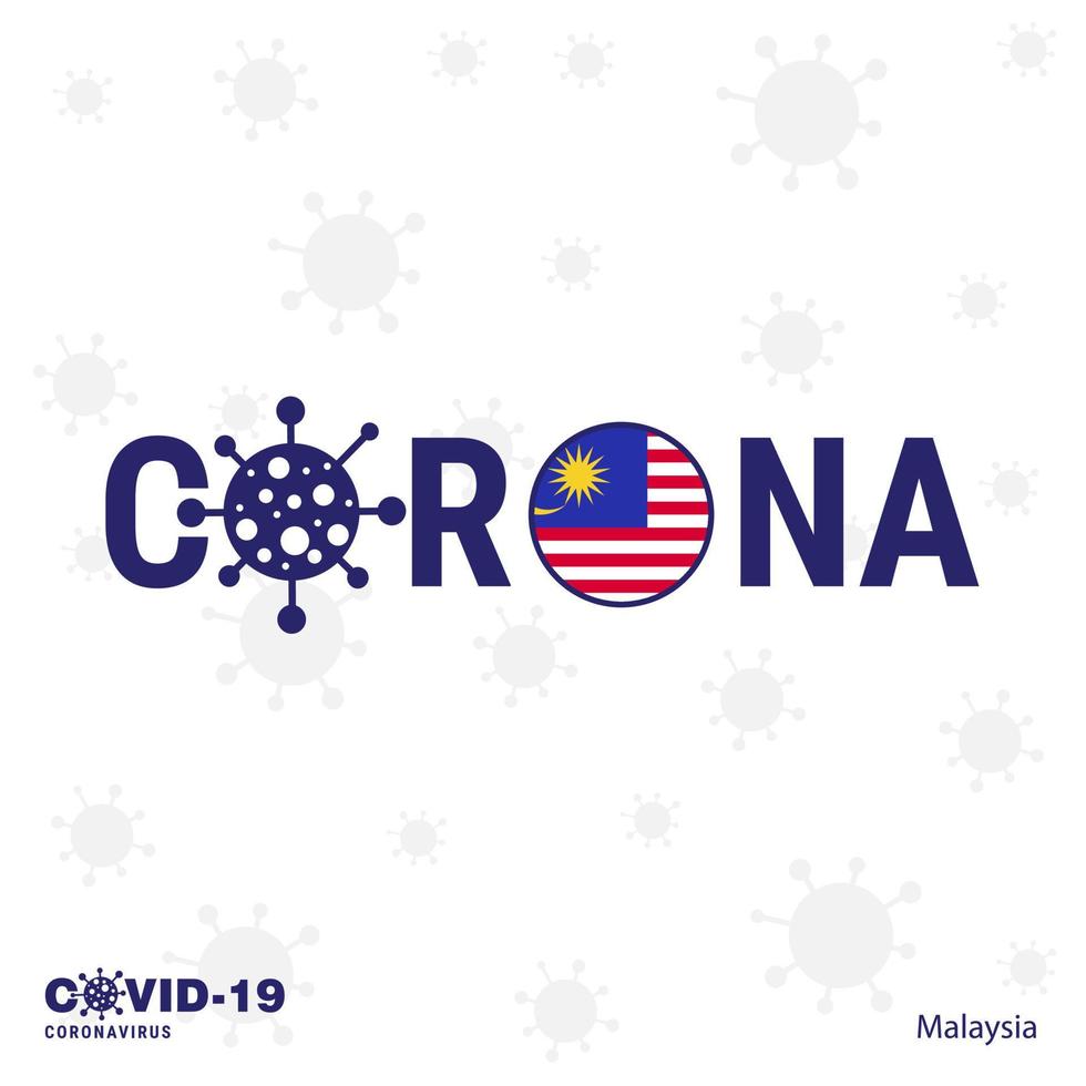 malaysia coronavirus typografi covid19 Land baner stanna kvar Hem stanna kvar friska ta vård av din egen hälsa vektor