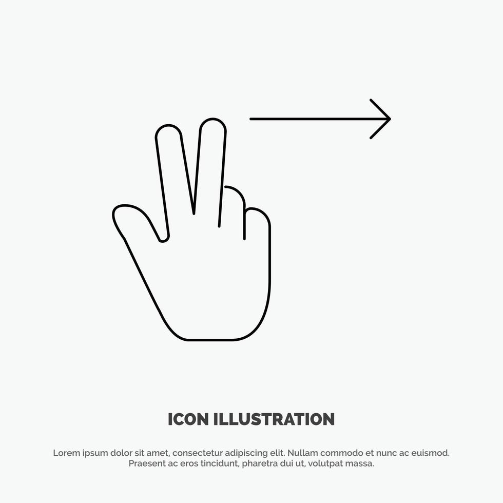 fingrar gest rätt linje ikon vektor