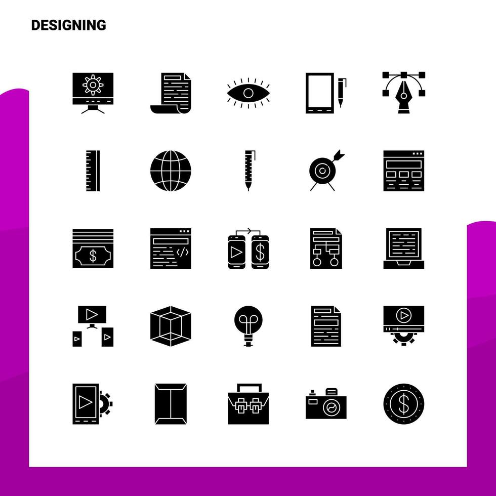 25 Design-Icon-Set solide Glyphen-Icon-Vektor-Illustrationsvorlage für Web- und mobile Ideen für Unternehmen vektor