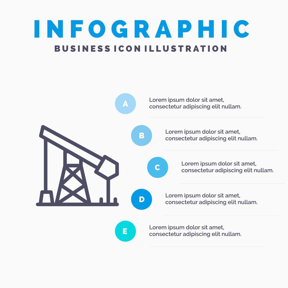 Bauindustrie Öl Gas Liniensymbol mit 5 Schritten Präsentation Infografiken Hintergrund vektor