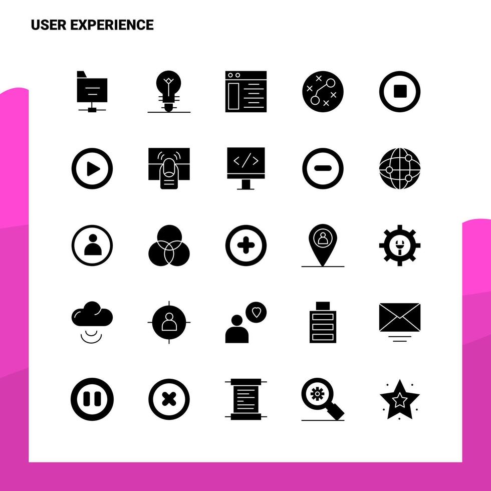 25 User Experience Icon Set solide Glyphen-Icon-Vektor-Illustrationsvorlage für Web- und mobile Ideen für Unternehmen vektor