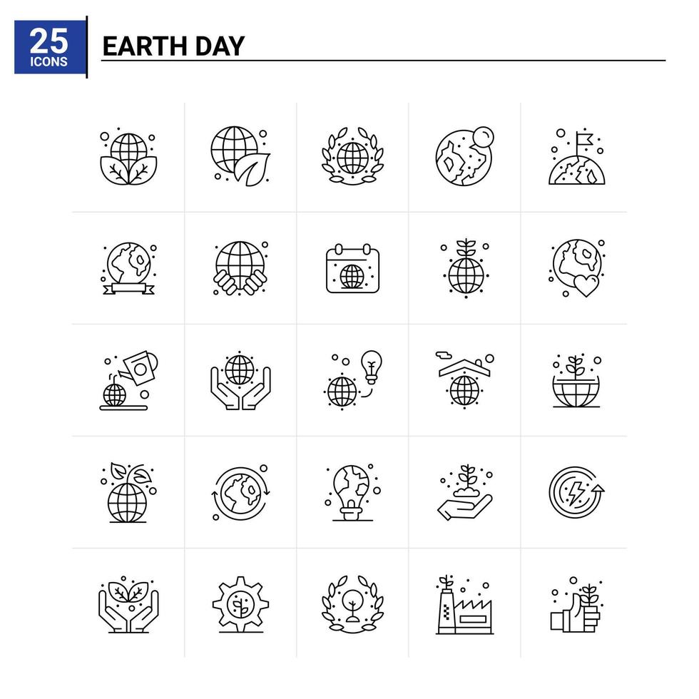 25 Earth Day Icon Set Vektorhintergrund vektor