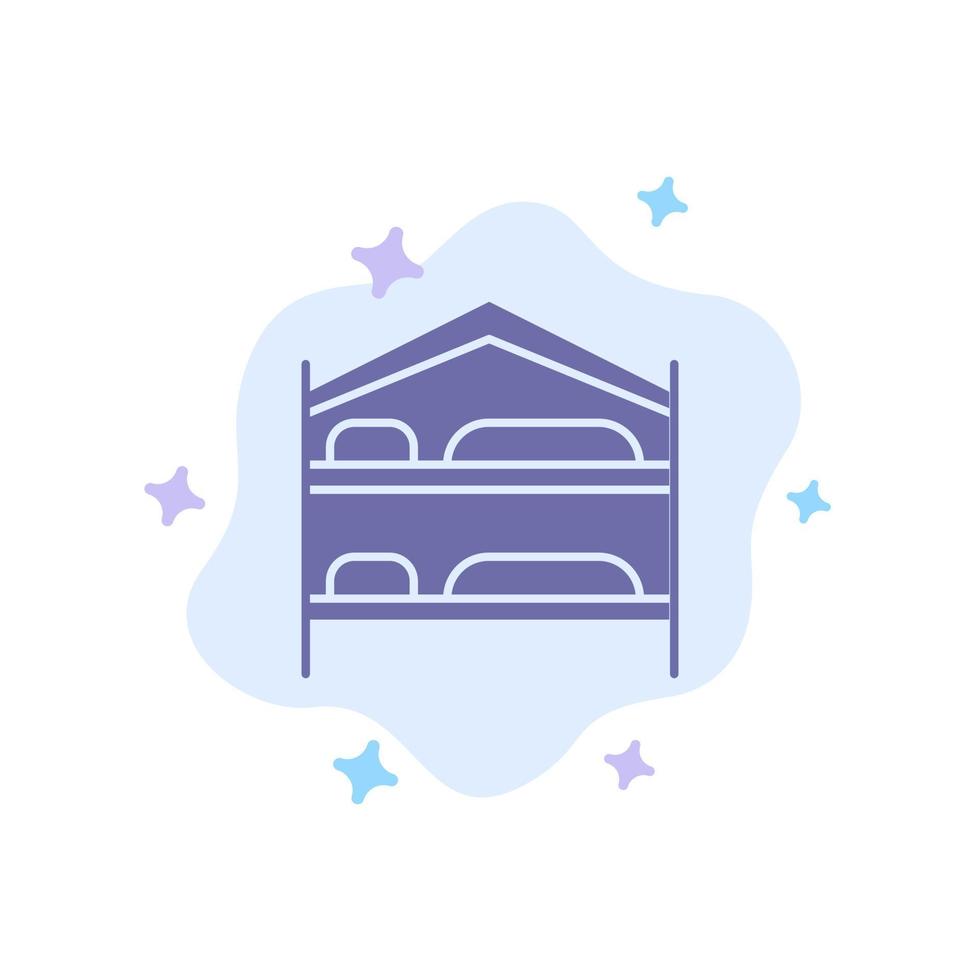 säng sovrum service hotell blå ikon på abstrakt moln bakgrund vektor