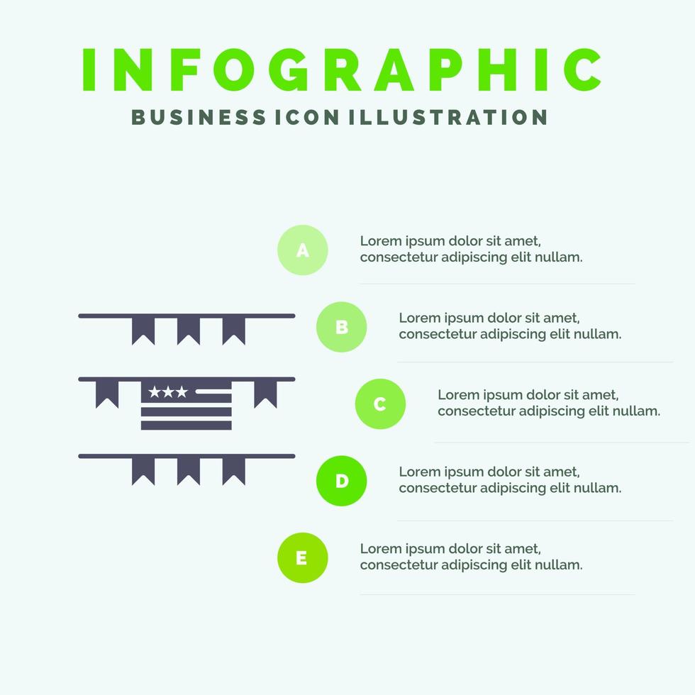 buntings fest dekoration amerikan fast ikon infographics 5 steg presentation bakgrund vektor