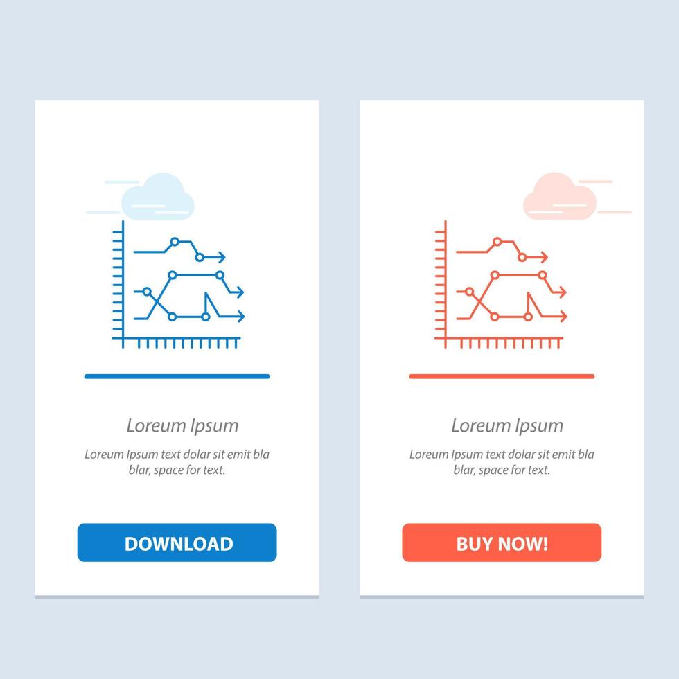 Analytics Business Chart Diagramm Grafik Trends Blau und Rot Laden Sie jetzt herunter und kaufen Sie die Kartenvorlage für Web-Widgets vektor