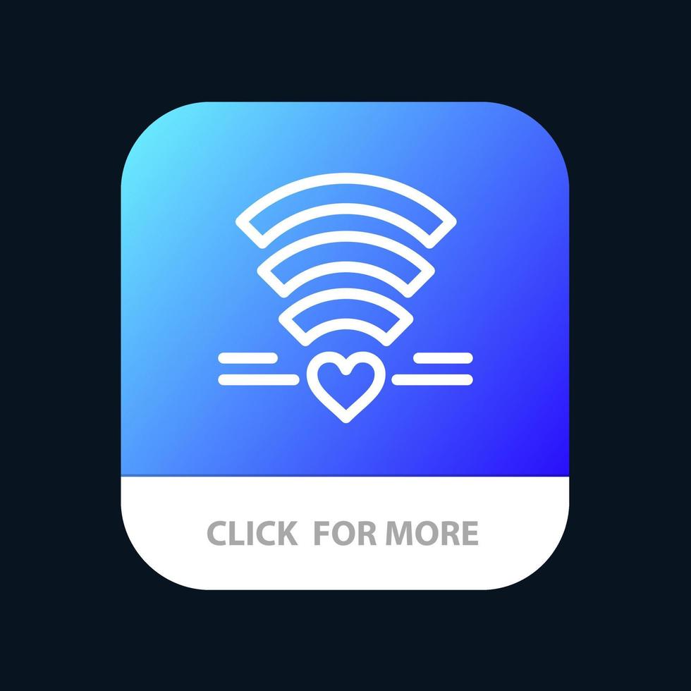 wifi liebeshochzeitsherz mobile app-schaltfläche android- und ios-linienversion vektor