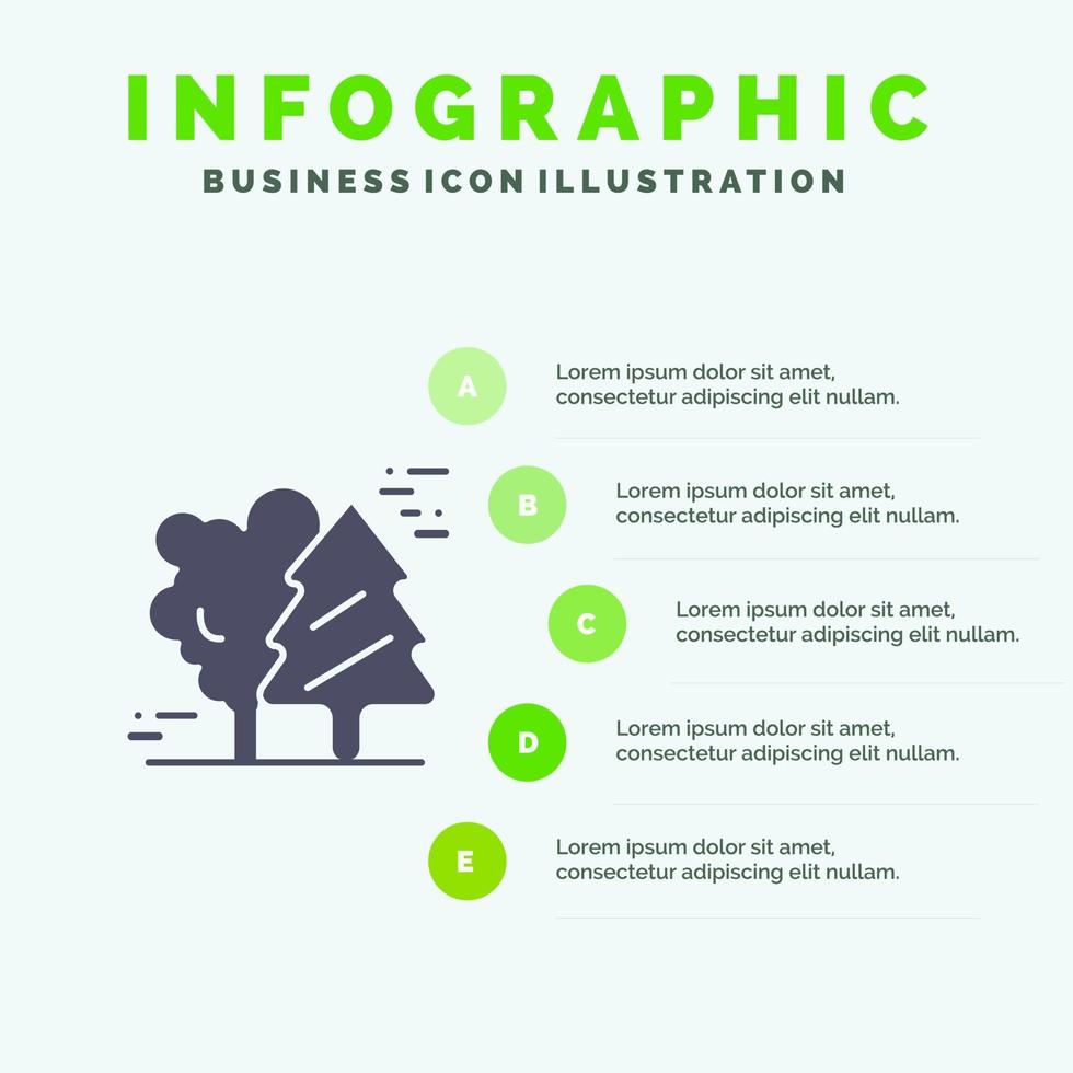 alpina arktisk kanada tall träd skandinavien fast ikon infographics 5 steg presentation bakgrund vektor