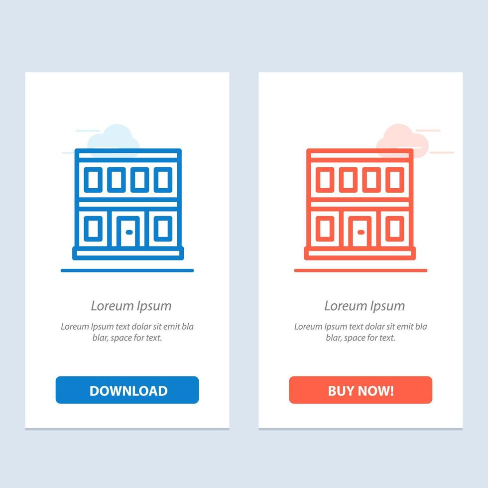 konstruktion dörr hus byggnad blå och röd ladda ner och köpa nu webb widget kort mall vektor
