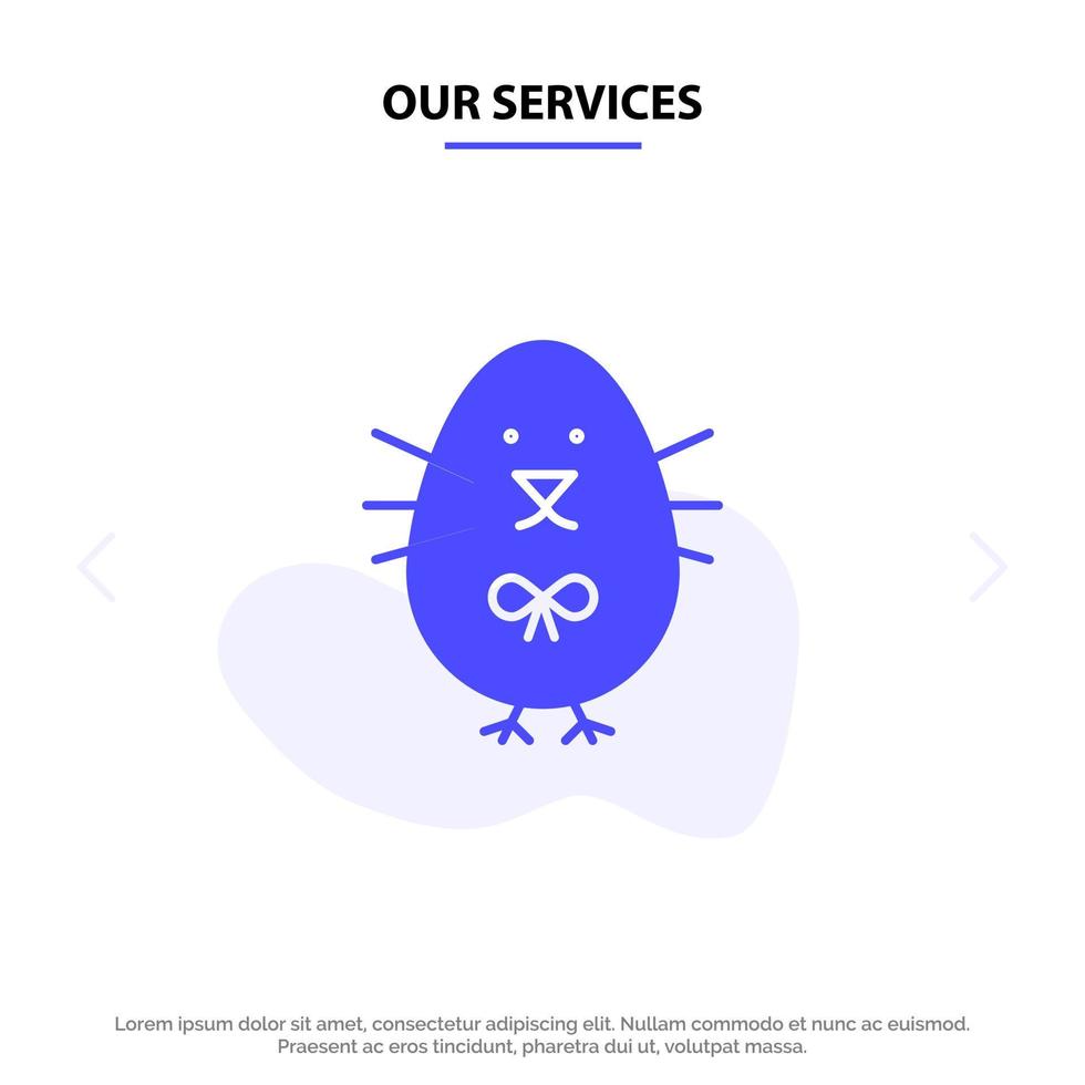 unsere dienstleistungen huhn ostern baby glücklich solide glyph icon web card template vektor
