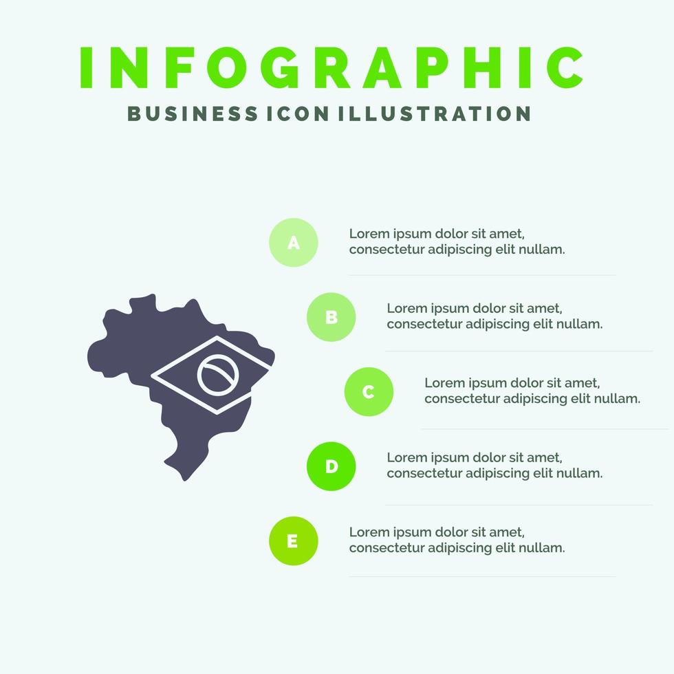 Karta flagga Brasilien infographics presentation mall 5 steg presentation vektor