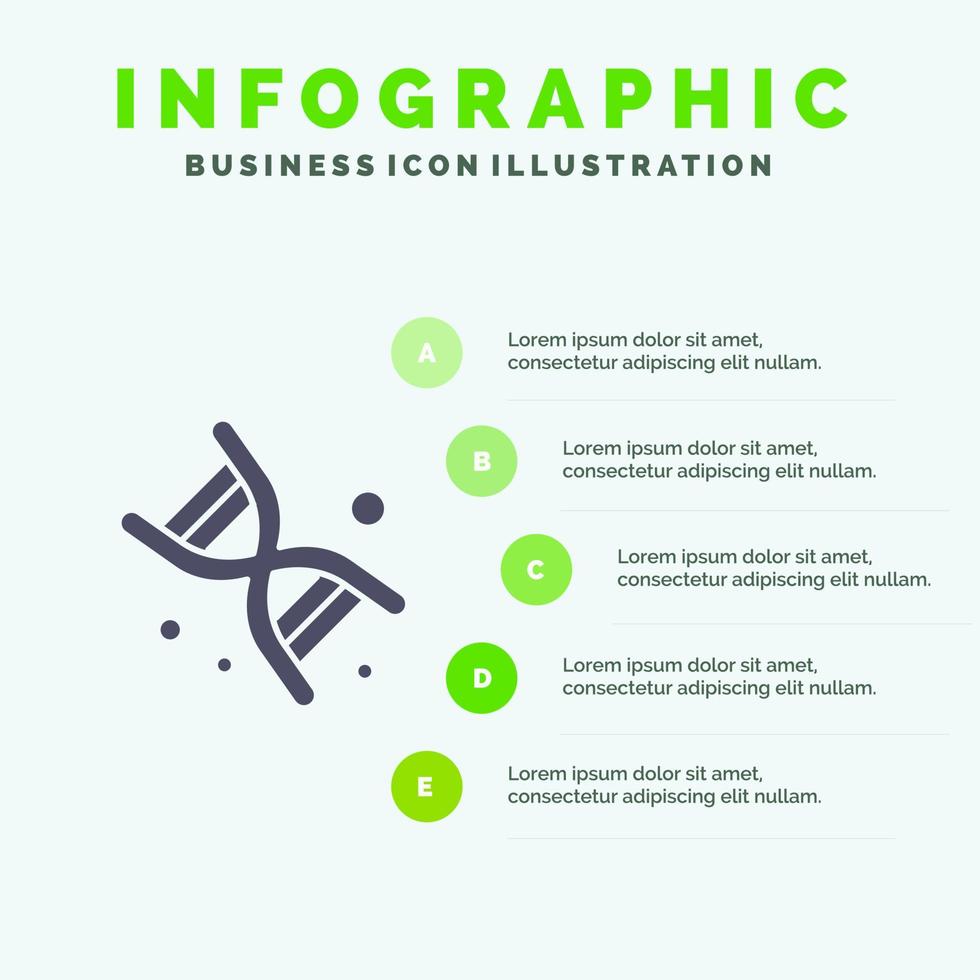 bio dna genetik teknologi fast ikon infographics 5 steg presentation bakgrund vektor