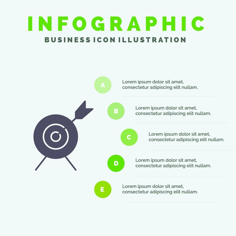 mål syfte mål fast ikon infographics 5 steg presentation bakgrund vektor