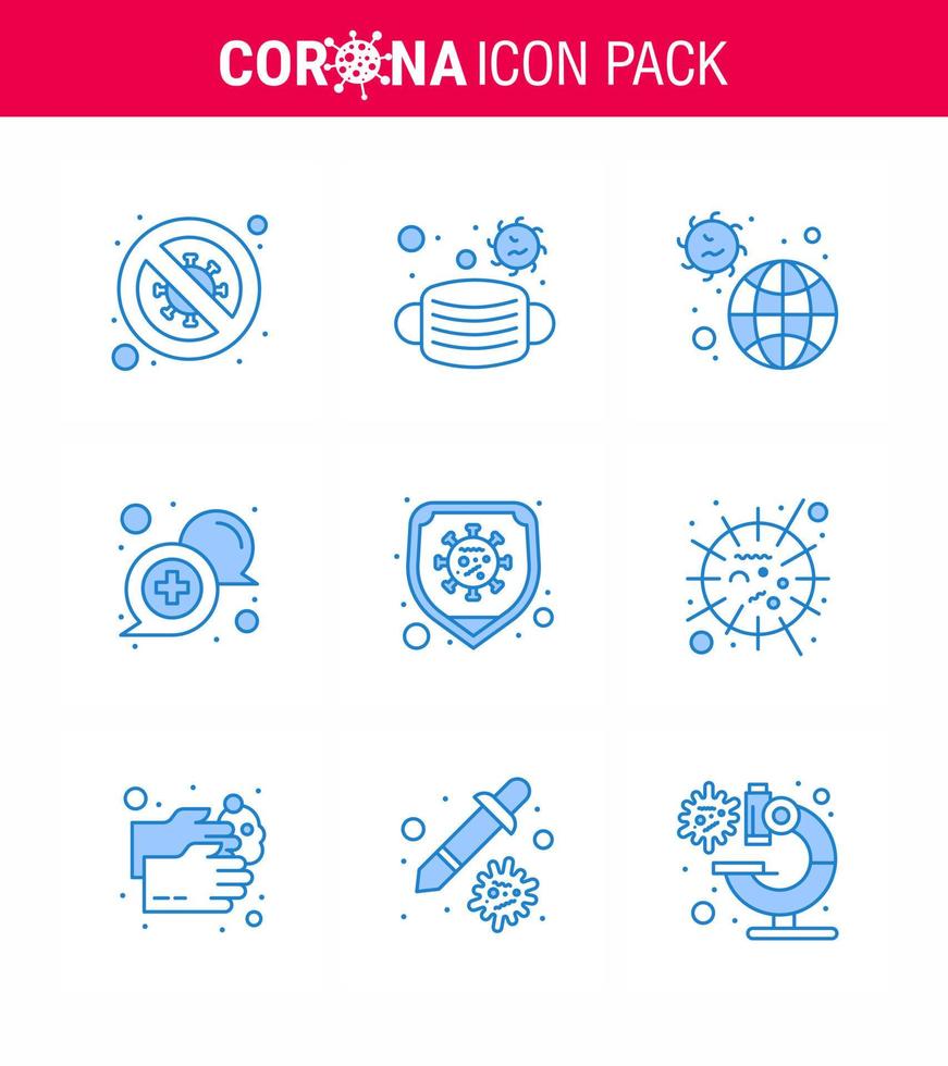 korona virus 2019 och 2020 epidemi 9 blå ikon packa sådan som medicinsk chatt medicinsk virus infektion viral coronavirus 2019 nov sjukdom vektor design element