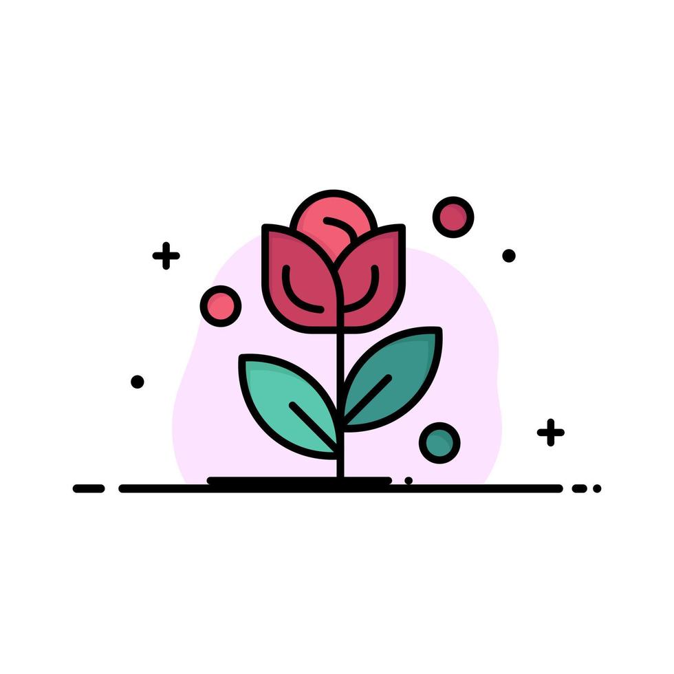 Blume Rose Liebe Geschäft flache Linie gefüllt Symbol Vektor Banner Vorlage