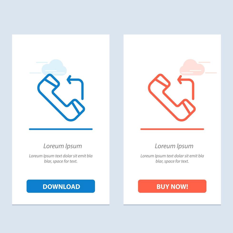 Anruf entgegennehmen eingehende blaue und rote Kartenvorlage für Web-Widgets herunterladen und jetzt kaufen vektor