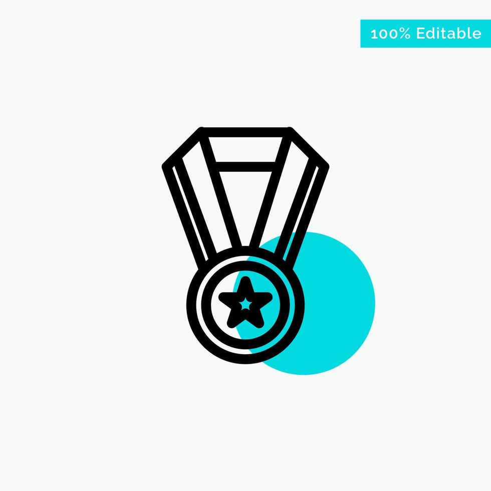 prestation utbildning medalj turkos markera cirkel punkt vektor ikon