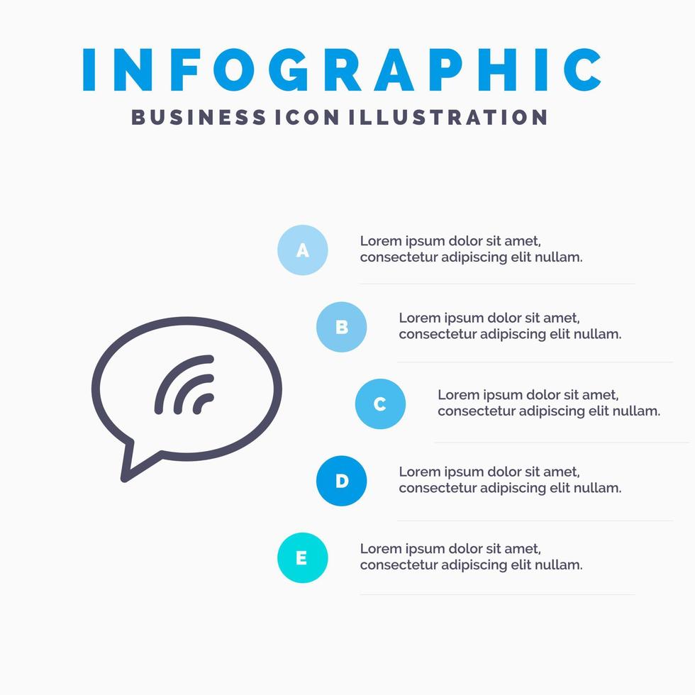 meddelande chatt chattar sand linje ikon med 5 steg presentation infographics bakgrund vektor