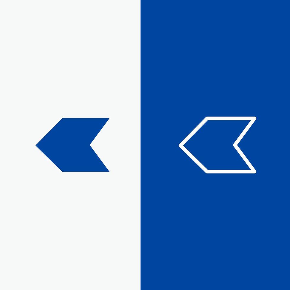 Pfeilzeiger linke Linie und Glyphe solides Symbol blaues Banner Linie und Glyphe solides Symbol blaues Banner vektor