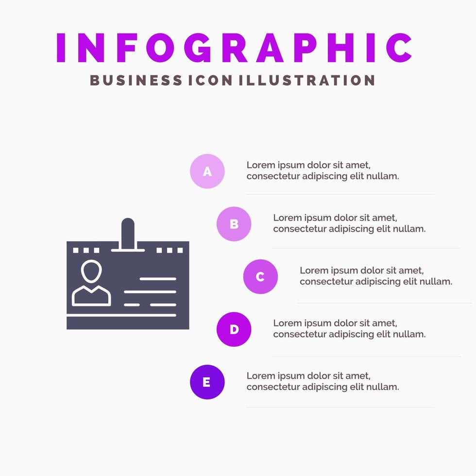 karten business kontakte id büro leute telefon solide symbol infografiken 5 schritte präsentation hintergrund vektor