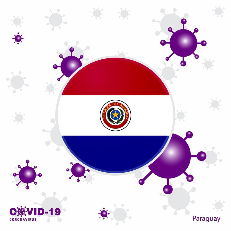 be för paraguay covid19 coronavirus typografi flagga stanna kvar Hem stanna kvar friska ta vård av din egen hälsa vektor