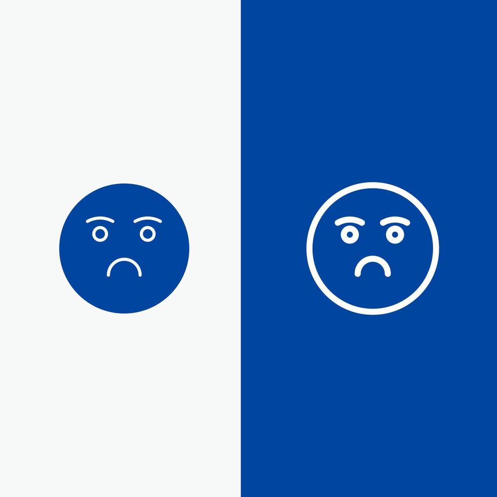 Emojis Emotion Gefühl traurig Linie und Glyphe festes Symbol blaues Banner Linie und Glyphe festes Symbol blaues Banner vektor