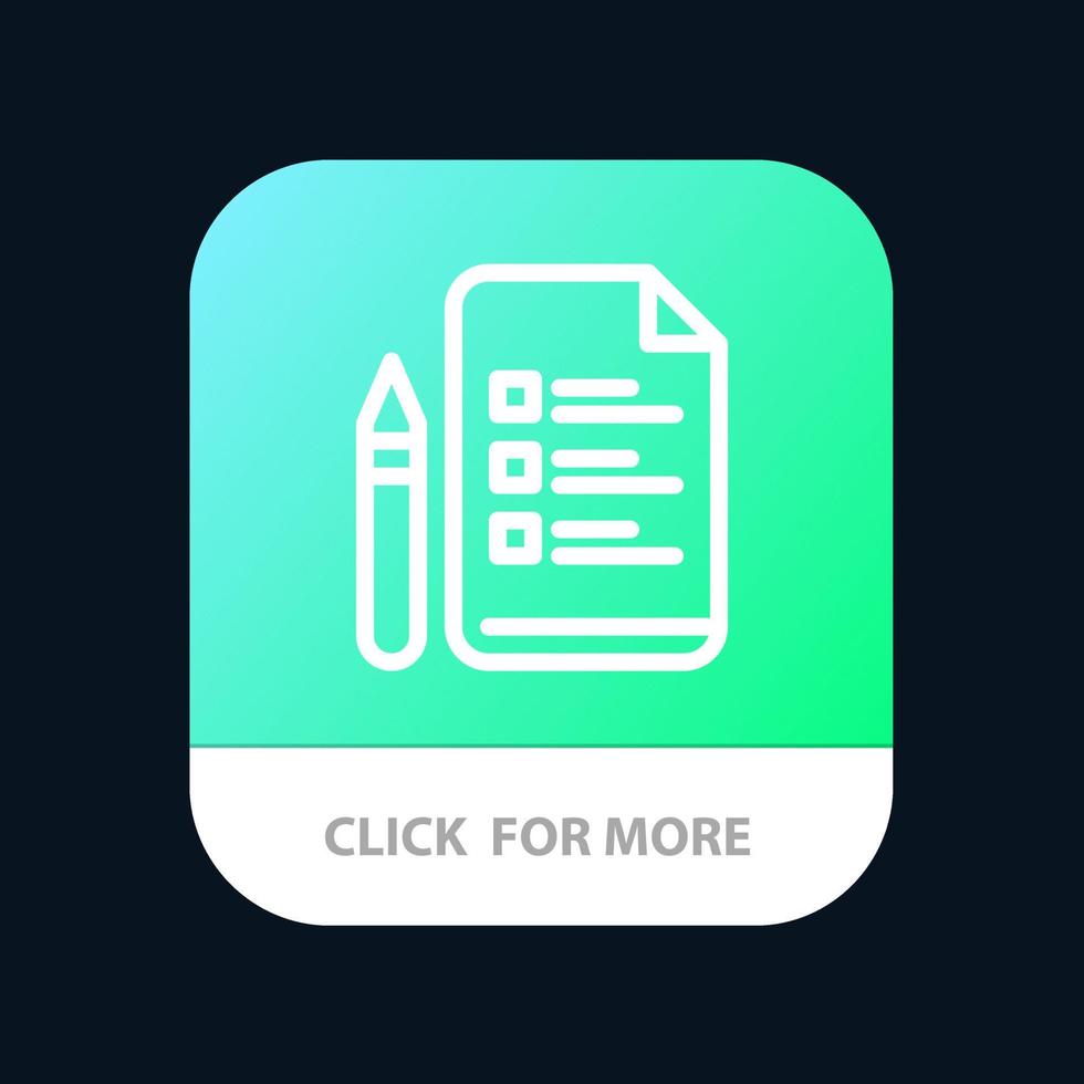 datei bildung stift bleistift mobile app-schaltfläche android- und ios-zeilenversion vektor
