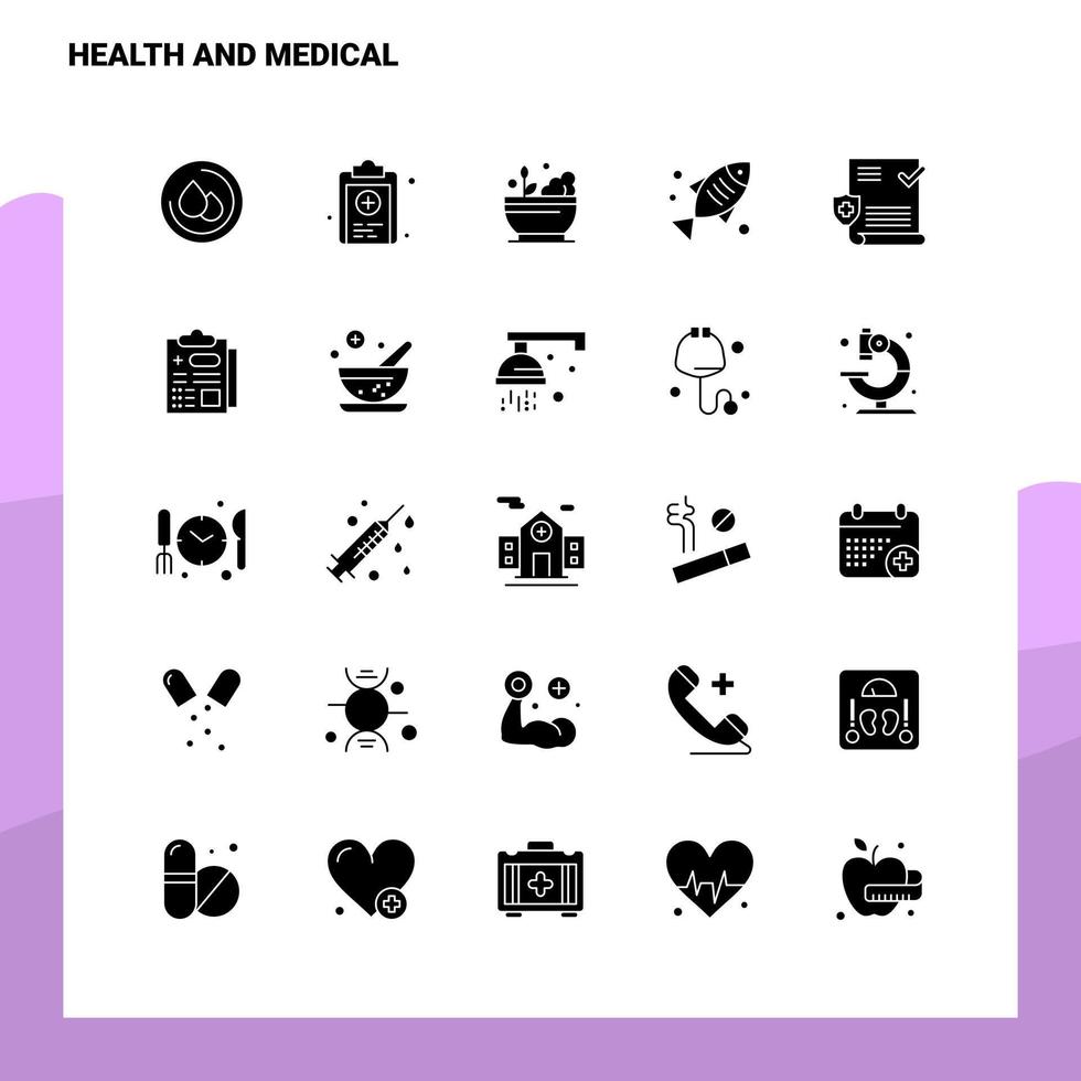 25 Gesundheits- und Medizin-Icon-Set solide Glyphen-Icon-Vektor-Illustrationsvorlage für Web- und mobile Ideen für Unternehmen vektor