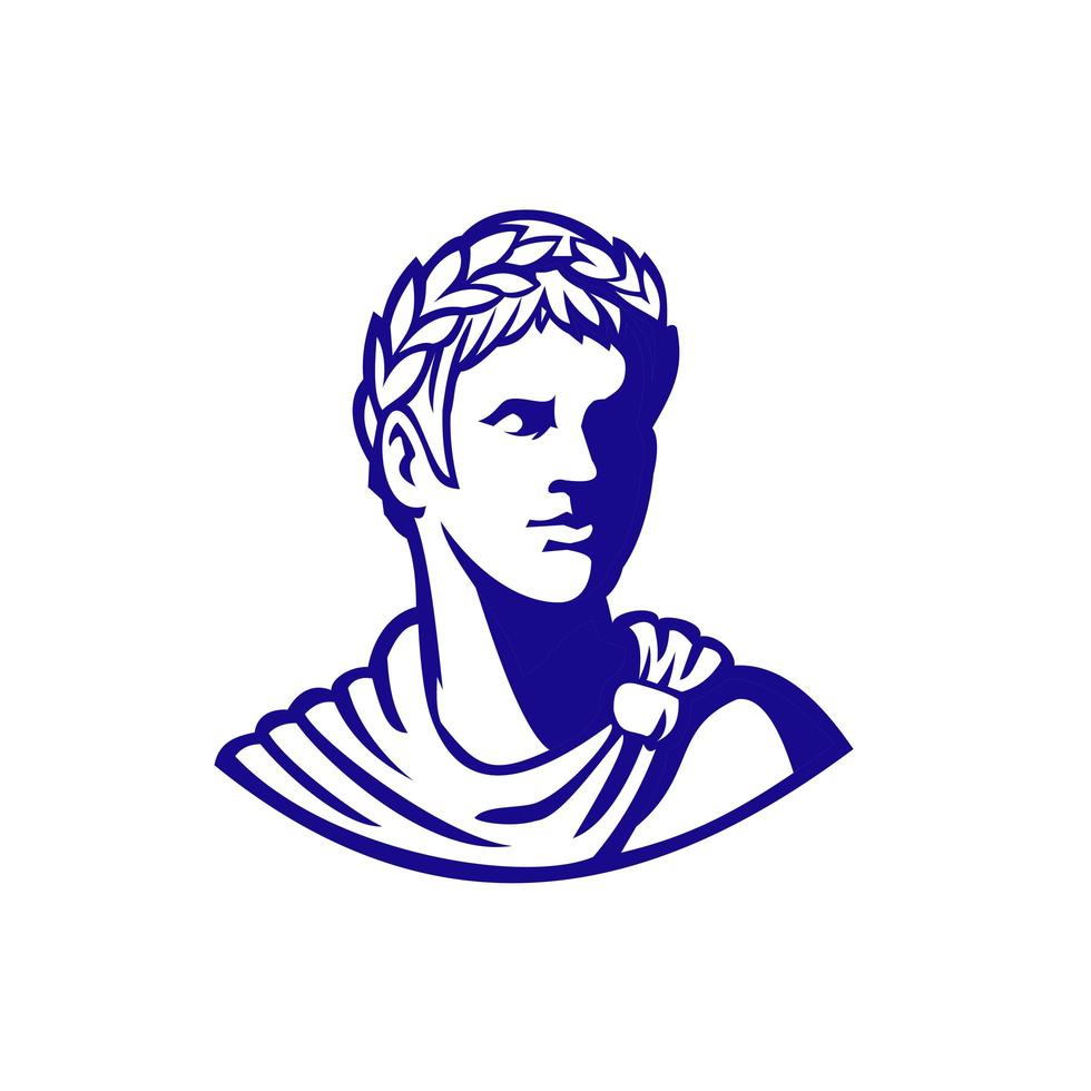 alter römischer Kaiser, der Seitenmaskottchen schaut vektor