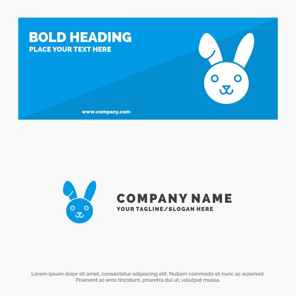 häschen ostern kaninchen solide symbol website banner und business logo vorlage vektor