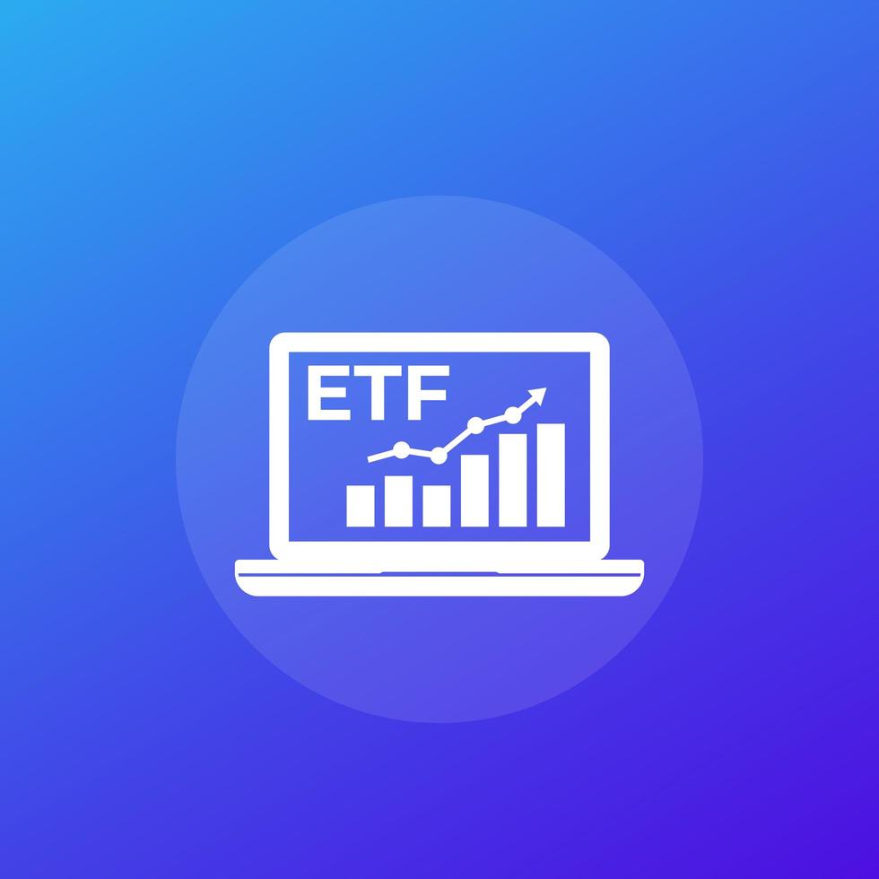 etf-ikon med diagram, börshandlad fondvektor vektor