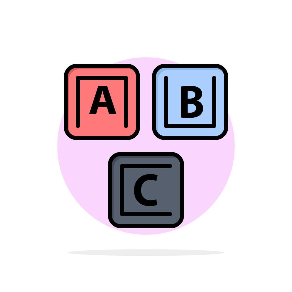 ABC block grundläggande alfabet kunskap abstrakt cirkel bakgrund platt Färg ikon vektor