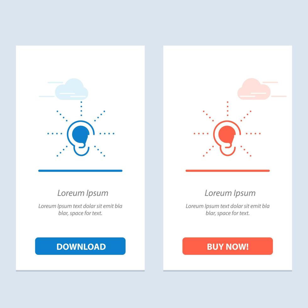 bewusstsein ohr hören hören hören blau und rot jetzt herunterladen und kaufen web-widget-kartenvorlage vektor