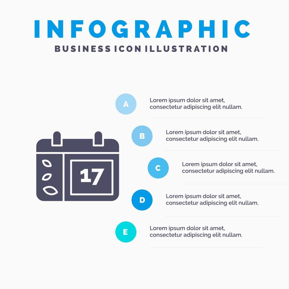 Kalendertag Datum Irland festes Symbol Infografiken 5 Schritte Präsentationshintergrund vektor