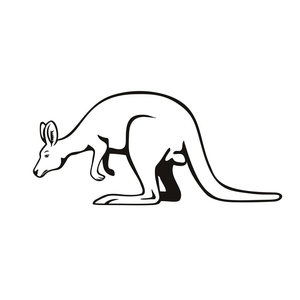 Wallaby oder Känguru Seitenansicht Retro schwarz und weiß vektor