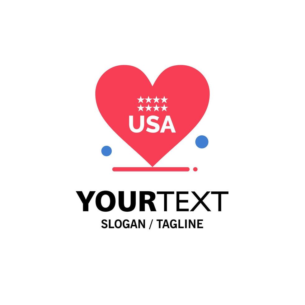 hjärta kärlek amerikan USA företag logotyp mall platt Färg vektor