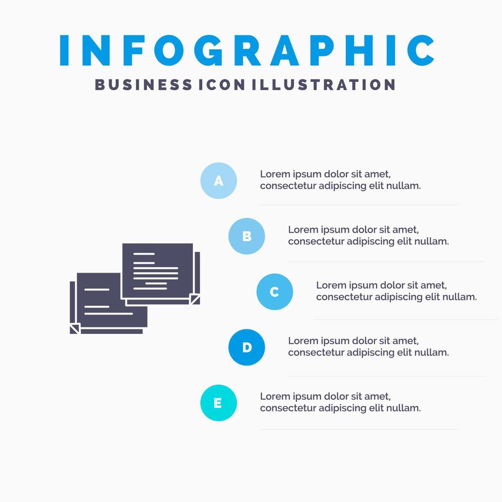 chatt bubbla meddelande dyka upp fast ikon infographics 5 steg presentation bakgrund vektor