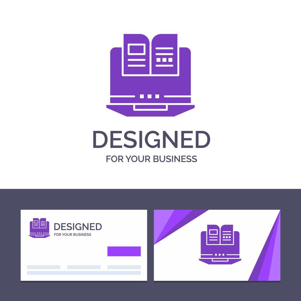 kreativ företag kort och logotyp mall bärbar dator dator bok hårdvara vektor illustration