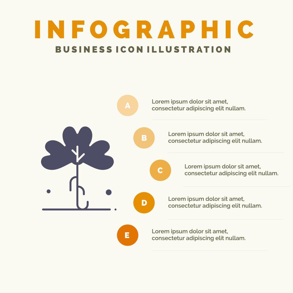 klee grün irland irisch pflanze solide symbol infografiken 5 schritte präsentation hintergrund vektor