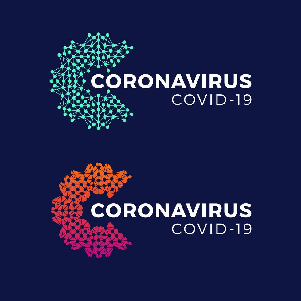 covid-19 coronavirus inskription typografi design logotyp koncept. vektor illustration