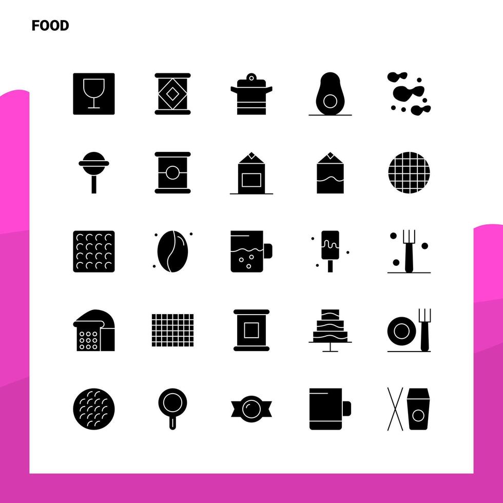 25 mat ikon uppsättning fast glyf ikon vektor illustration mall för webb och mobil idéer för företag företag